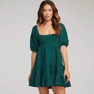BNWT Saltwater Luxe Pipa Green Ribbed Mini Dress Sz XS